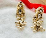 Antique Vintage Gold Earrings Made Perfectly With Intricated Tiny Real Pearls.