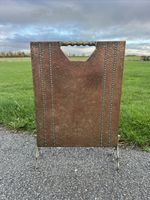 Vintage Copper Fireplace Screen With Brass Handle And Feet