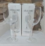 2 x J P Chenet Wonky Wine Glasses in Original Boxes NOS