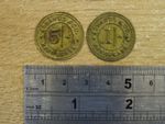 HARROGATE, EDWARDS & CO, 5/- & 1/- SHILLINGS TOKENS