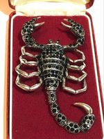 Vintage Style Large Crystal Scorpion Brooch Pin Antique Silver Tone Jewellery