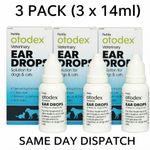 3 x 14ml Petlife Otodex Ear Drops for Dog Cat Clear Wax Mites Cleanser Itching