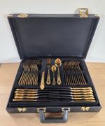 Edelstahl Rostfrei Hartvergoldet 23/24 Ct Gold Plated Cutlery Set 70 Piece Case 