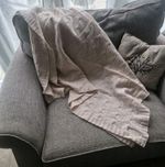 Neptune Wool Throw Beige Cable Knit 50" × 86" Blanket 