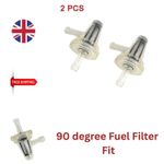 2X Motorcycle Right Angle 90 degree Fuel Filter Fit 1/4" 6mm 7mm Hose Fuel Line