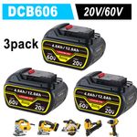 3x DCB546 20V/60V MAX 12Ah Li-Ion Battery DCB612 DCB606 DCB609 60V For Dewalt