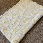Lemon Baby Nursery Pram vintage Granny Blanket Handmade Crochet 94x115cm