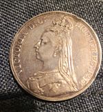 1889 Queen Victoria Crown Coin - St George & Dragon Reverse, Uncertified
