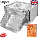 50PCS 1100ml Aluminium Foil Trays Food Containers Baking Pans Air Fryer Oven BBQ