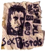 SEX PISTOLS CLOTH RARE PUNK GOD SAVE THE QUEEN 8in x 9.5in