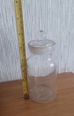 16cm TALL VINTAGE SHOP SWEET CANDY APOTHERCARY JAR GROUND GLASS LID