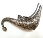 Antique Persian Ottoman Silver Bronze powder flask 19th c Islamic arts