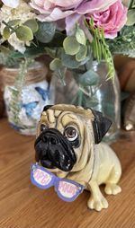 Optipaws Pug Dog (tan) Glasses Eyewear Holder Ornament Figure (Ceramic)