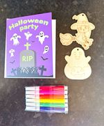 Halloween Kids Craft Kit Wooden Witch & Ghost Decorations with Pens
