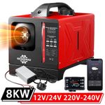 Diesel Air Heater 8KW 12V/24V 220V-240V W/LCD Bluetooth App Control Boat Garage