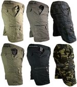 Mens Plain Elasticated Lightweight Shorts Cargo Combat Multi Pocket Cotton M-3XL