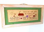 Framed Inspirational Quote Sign/Plaque Wood & Fabric Gingham Green Beige White