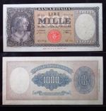 Italy 1000 Lire 1947 P83 aUnc 1718i0 Banca d'Italia Italia Banknote Money