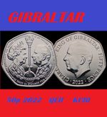 Gibraltar coin 50p pence 2022 End of an Era King Charles III KCIII & QEII Queen 