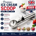 Premium Stainless Steel Ice Cream Scoop with Trigger Heavy Duty