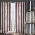 Luxury Crushed Velvet Curtain Pair Eyelet Ring Top Fully Lined Ready Curtains
