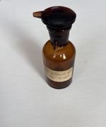 Victorian Amber Chemist Bottle With unusual ground glass Stopper