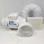 Inline High Power Shower Timer Fan Complete Kit - KIT-TURBO-E-100-T-DPR