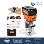 Wood Router Trimmer 2X 4.0Ah Battery GEARZAAR Brushless Electric 6 Speed 21V
