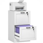 HOMCOM 2-Drawer File Cabinet, Lockable Filing Cabinet for A4 Letter, White