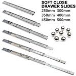 1-10Pair Soft Close Drawer Runners Ball Bearing Heavy Duty Draw Slides Sliders