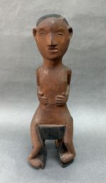 NICE OLD SOUTHERN AFRICAN TRIBAL ART CARVED ZAMBIAN BISA BEMBA WOOD MALE FIGURE