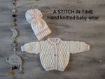 Babies Hand Knitted Jacket And Pull On Hat