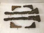 6 Vintage Ornate Oak Wood Applique Design Furniture Pieces 