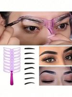 8 Eyebrow Stencils Shaper Grooming Kit Brow MakeUp Template Tool Reusable