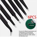 6*Professional Coated Precision Tweezers Set Kit Stainless Steel Non-Magnetic UK