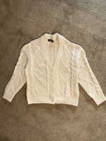 Primark Women’s Cream Cable-Knit V-Neck Button Cardigan Long Sleeve M