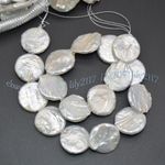Huge 20-22mm Natural White Freshwater Flat Coin Pearl Loose Beads Jewelry Making