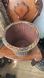 Vintage Woven Wicker Waste Paper Basket Coloured Red & Black Handmade