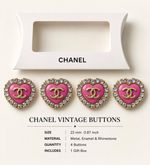 4x Stunning rare Vintage Chanel Buttons Gem 22mm gold rare heart pink