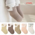 2 Pairs Girls Boy Baby Cozy Socks Thick Warm Soft Infant Fluffy Toddler Socks