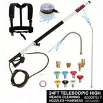 24ft Telescopic Pressure Washer Lance 4000PSI Gutter Roof Cleaning Kit