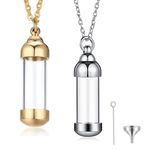 Stainless Steel Clear Glass Vial Necklace Heart Urn Perfume Pendant Keepsake