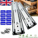 Drawer Runners Pair Replacement Metal Grooved Ball Bearing Slides 45mm Wide UK