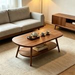 2 Layer Coffee Table Cloud Tea Table Modern Living Room Desk W/ Storage Shelf