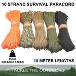 Paracord 10-Strand Military Grade Survival Rope With Fishing Line Fire Cord 10M