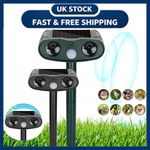 3x Solar Powered Ultrasonic Garden Pest Repeller Cat Dog Fox Animal Deterrent
