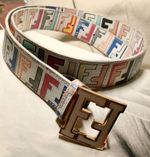 Fendi Multicoloured (V. RARE) Leather Wide Waist Belt  FF Logo Buckle Size 95