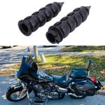 Motorcycle 1" 25mm Hand Grips Bar End Hand Handlebar Spike Black Aluminum Rubber