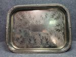 Silver Plated Gallery Serving Tray 50cm Engraved 1977 Anniversary Gift