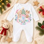 Baby 1st Christmas 2026 Sleepsuit, My First Christmas Babygrow, Pastel Xmas Gift
